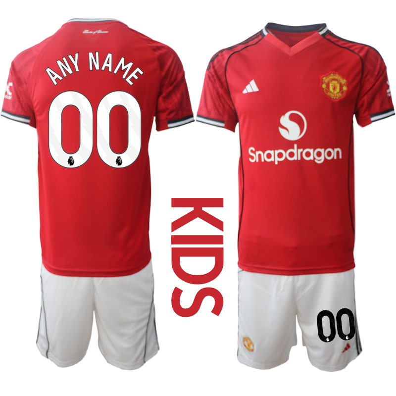 Youth 2025-2026 Club Manchester United home Red customized Soccer Jersey